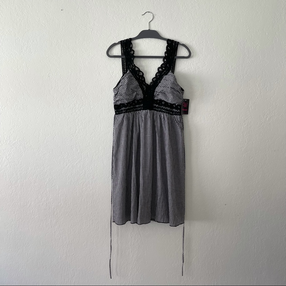 Sexy Wrapper Black & white  v neck Checkered dress